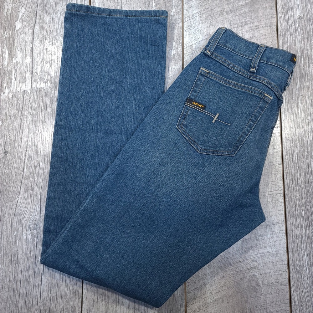 Ariat Rebar M4 Jeans Mens 30x36 Blue Relaxed Boot Cut Work Denim